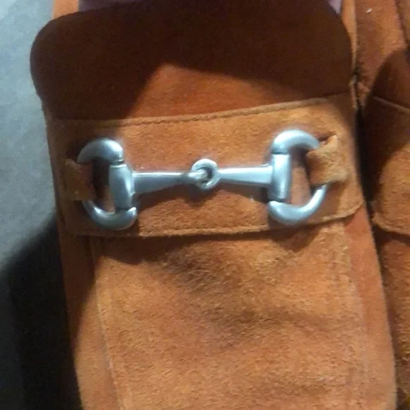 Giorgio Brutini Rust/Orange Suede Loafers with Silver hardware 12 - Picture 6 of 6